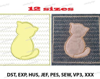 Cat Machine embroidery design, Cat Applique,Cat Embroidery Pattern, cat 3d effect pattern- Instant download,