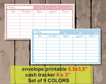 cash tracker printable , envelope printable, envelope template, cash organizer,  money  organizer - Instant Digital Download