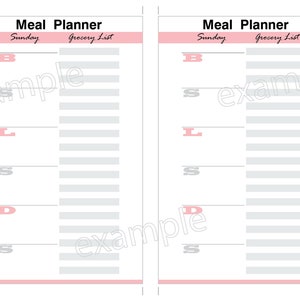 Weekly Meal Planner Printable: Personal Size Inserts, Food Journal ...