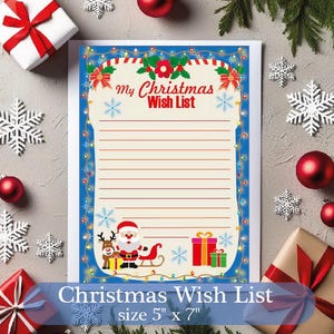 Weihnachtswunschliste druckbare, Brief an Santa druckbare, Kinder Weihnachtswunschliste, Weihnachtsmann Wunschliste - Sofortiger Download