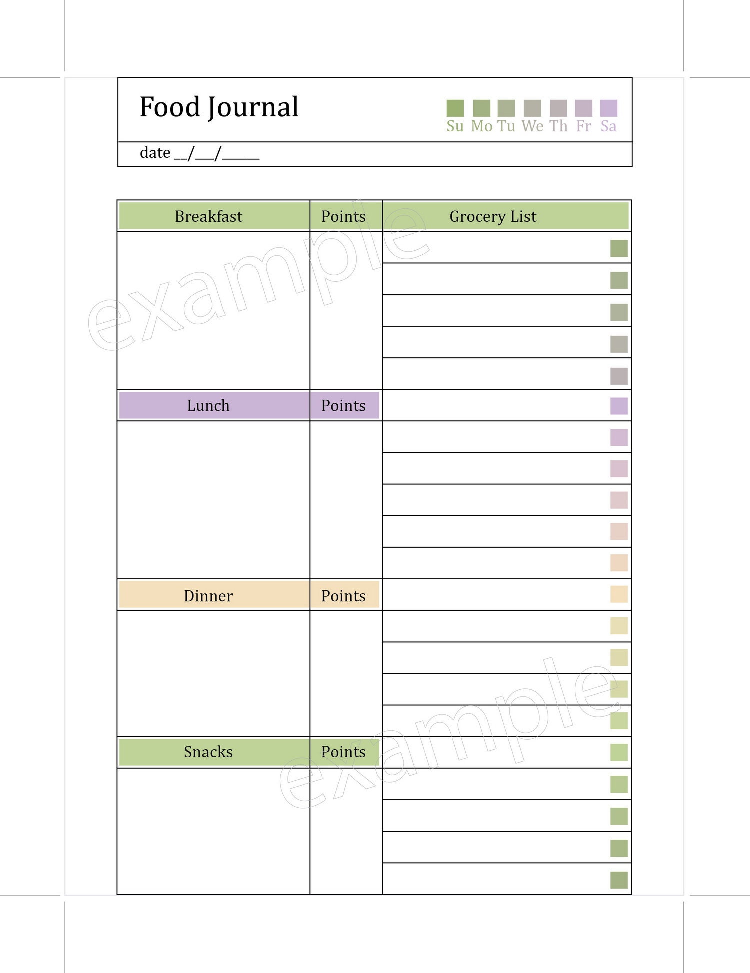 Easy Diet Plan Printable Food Journal Weight Loss Tracker - Etsy