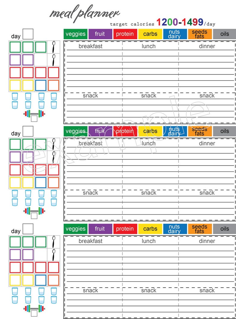 21 day calories tracker 21 day meal planner insert 1200