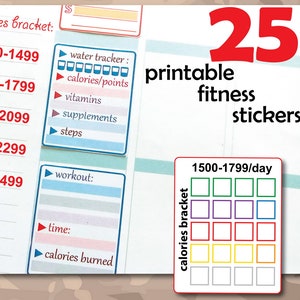 Printable Sticker Fitness Sticker Food Journal Sticker | Etsy