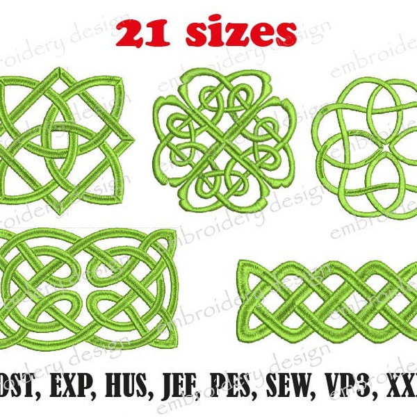 Celtic Knot Machine Embroidery Design, Celtic Knot Embroidery Pattern , 5 designs, 21 sizes - instant download