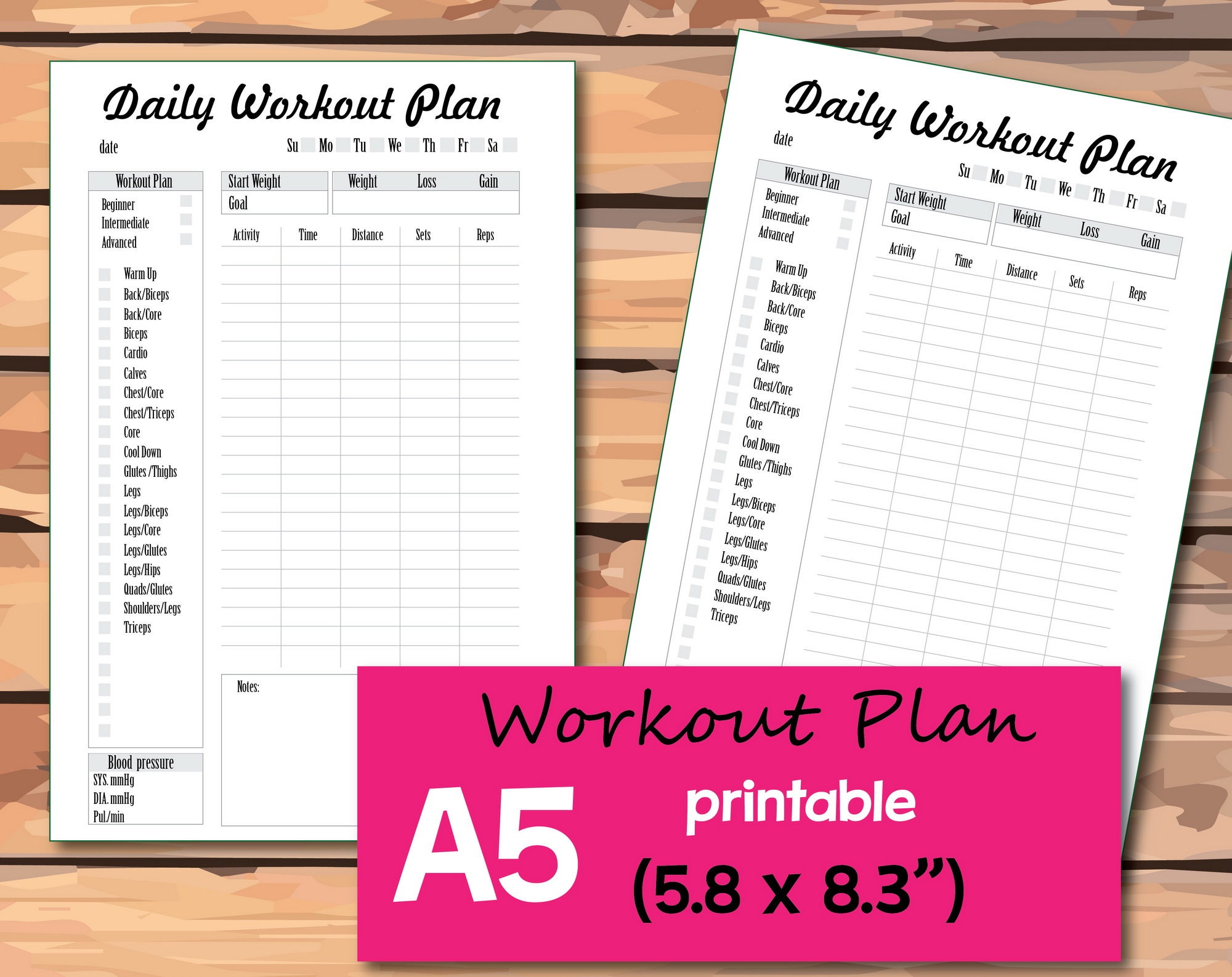 Workout Journal Printable, Exercise Tracker, A5 Size Planner Inserts,  Fitness Planner, Workout Plan, Weight Loss Journal Instant Download -   Sweden