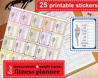 sticker printable, daily fitness sticker, meal plan stickers, calorie  sticker, journal sticker, diet sticker- Instant Download