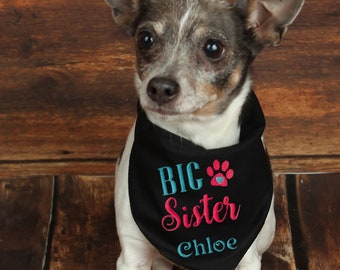 Dog Baby Announcement Bandana - Big Sister Dog Bandana - Big Sis Dog Photo Prop - Big Sister To Be Pregnancy Announcement - Dog Baby