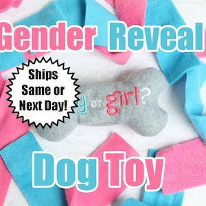 Gender Reveal Dog Toy -Quick Ship - Pink or Blue Stuffing Dog Toy - Dog Pregnancy Announcement - Big Brother Dog - Big Sister Dog - Squeaky