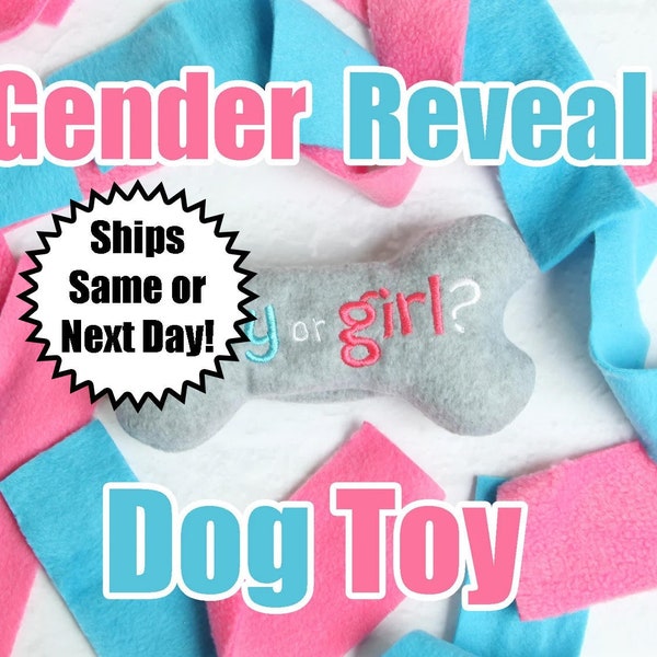 Gender Reveal Dog Toy -Quick Ship - Pink or Blue Stuffing Dog Toy - Dog Pregnancy Announcement - Big Brother Dog - Big Sister Dog - Squeaky