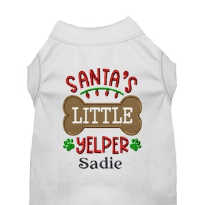 Dog Christmas Clothes - Santa's Little Yelper - Dog Christmas - Dog Shirt - Dog Holiday Clothes - Christmas Dog Clothes - Custom Dog Shirt