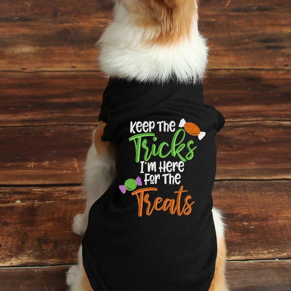 Dog Halloween Costume - Dog Halloween Shirt - Keep the Tricks Here for  Treats - Custom Dog Shirt - Dog Costume - Pet Costume  Dog Halloween