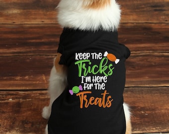 Dog Halloween Costume - Dog Halloween Shirt - Keep the Tricks Here for  Treats - Custom Dog Shirt - Dog Costume - Pet Costume  Dog Halloween