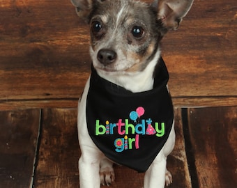 Birthday Girl Dog Bandana Dog Birthday Bandana Custom Dog Bandana Personalized Dog Bandana Dog Scarf Embroidered Dog Bandana