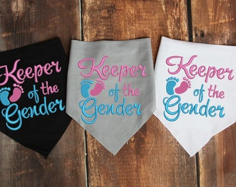 Gender Reveal, Keeper of the Gender, Gender Reveal Party, Dog Baby Announcement, Baby Announcement, Dog Bandana, Dog Gender Reveal, New Baby