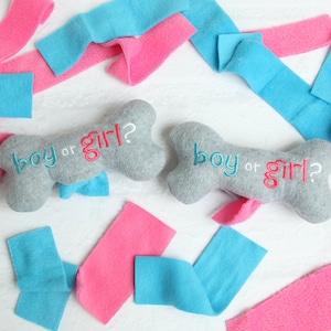 Gender Reveal Dog Toy - Pink or Blue Stuffing Dog Toy - Dog Pregnancy Announcement - Big Brother Dog - Big Sister Dog - Squeaky Dog Toy