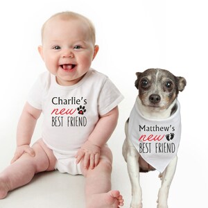 New Best Friends Dog and Baby Set, Baby and Dog Matching Outfit, Baby and Dog Sister Set Big Brother Dog Dog Baby Sibling Dog Bandana