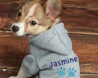 Personalized Dog Hoodie - Embroidered Name Pet Hoodie - Personalized Dog Sweatshirt - Puppy Clothing - Personalized Dog Clothes  Outdoor Dog
