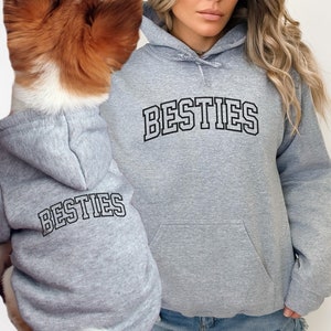 Besties Embroidered Dog & Human Matching Hoodies Set, Best Friend Dog Hoodie, My Dog is My Bestie, BFF Gift, Dog Lover Gift, Dog Matching image 1