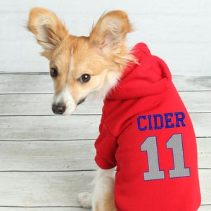 Custom Name Jersey Hoodie Pet, Embroidered Name Number Personalized Dog Hoodie Custom Cat Shirt Custom Name Dog Sweatshirt, Puppy Clothing,