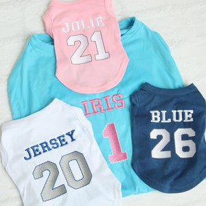 Custom Name Jersey Pet, Embroidered Name Number Sports Team Shirt, Football Hockey Custom Name Dog Tee, Puppy Clothing, Name Dog Shirt