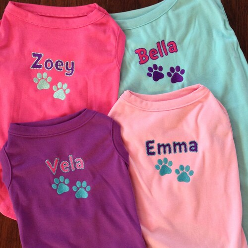 Personalized Dog Shirt Custom Dog Shirt Dog Paw Print Name Etsy