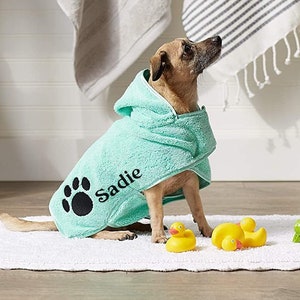Personalized Dog Robe Embroidered Dog Robe Hooded Robe Towel for Dogs Microfiber Robe Dog Hooded Towel Custom Dog Robe Dog Gift image 1