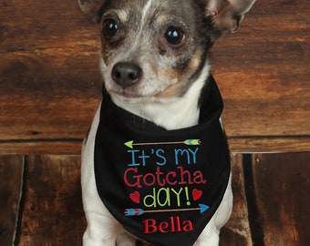 Gotcha Day Dog Bandana Dog Adoption Bandana Rescue Dog Bandana Personalized Dog Bandana Dog Scarf Embroidered Dog Bandana