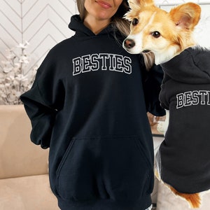 Besties Embroidered Dog & Human Matching Hoodies Set, Best Friend Dog Hoodie, My Dog is My Bestie, BFF Gift, Dog Lover Gift, Dog Matching image 2