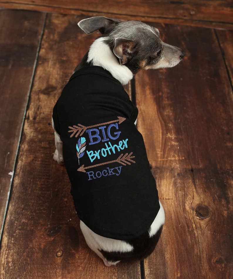 Dog Big Brother Personalized Tee Shirt Custom Monogrammed Embroidered Dog Shirt Going to be a Big Brother Bro Shirt Sibling Shirt image 1