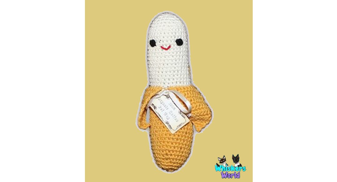 Banana Organic Knit Dog Toy Banana Dog Toy Squeaker Plush Dog Toy Small