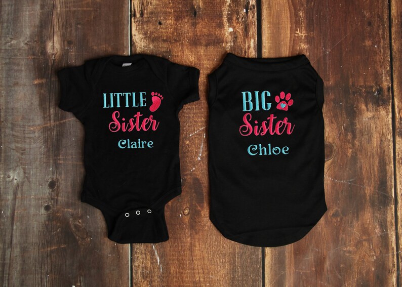Baby and Dog Matching Shirts Big Sister Dog Little Sister Etsy
