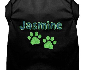 Personalized Dog Shirt - Custom Dog Shirt - Dog Paw Print Name T Shirt - Custom Name Dog Tee - Puppy Clothing - Embroidered Name Dog Shirt