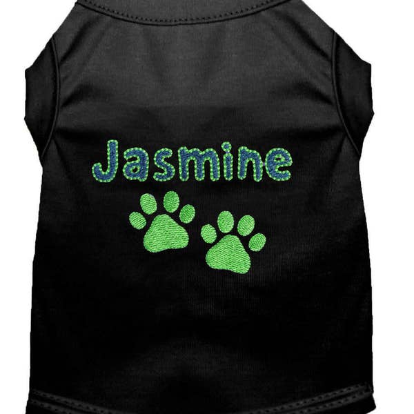 Personalized Dog Shirt - Custom Dog Shirt - Dog Paw Print Name T Shirt - Custom Name Dog Tee - Puppy Clothing - Embroidered Name Dog Shirt