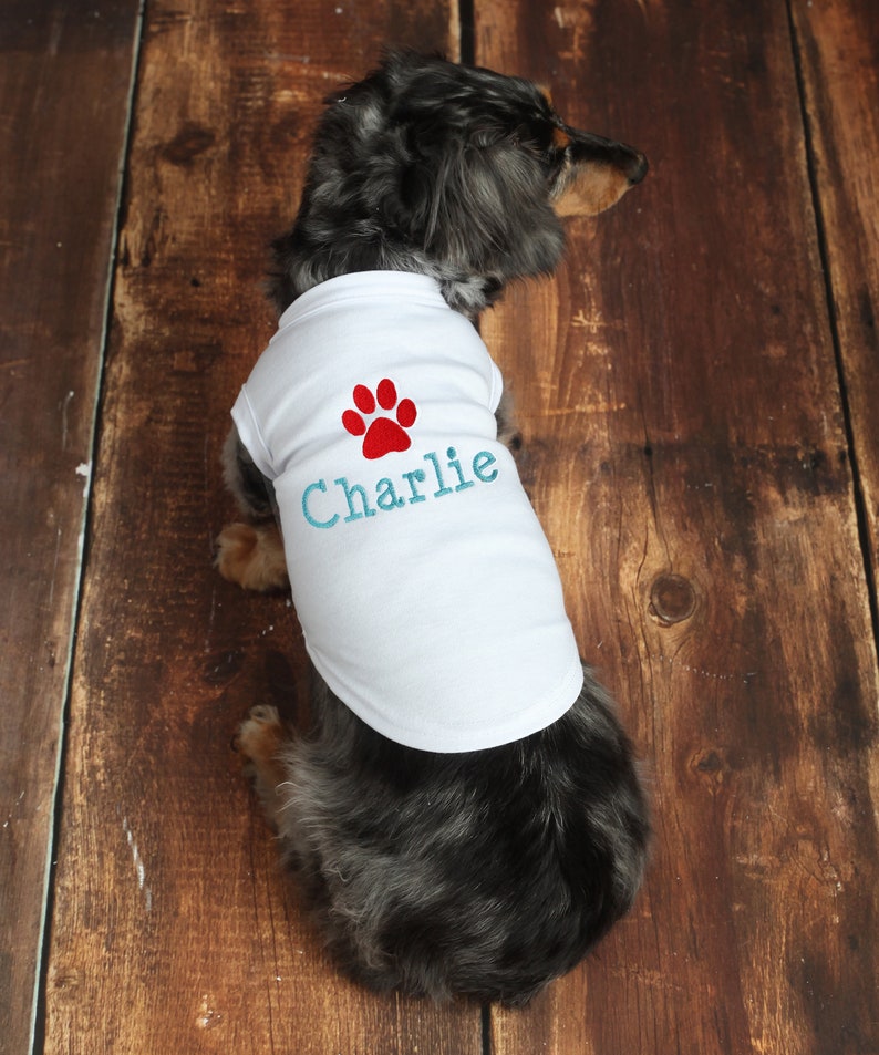 Personalized Dog Shirt Custom Dog Shirt Dog Paw Print Name Etsy