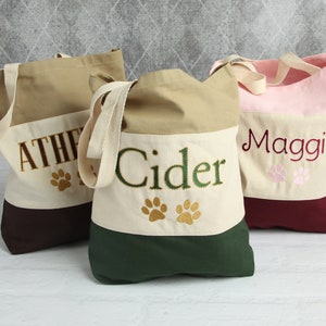 Personalized Dog Tote Bag, Custom Pet Bag, Custom Tote bag for Pets, Embroidered Tote, Monogrammed Bag, Gift for Dog moms, cotton canvas