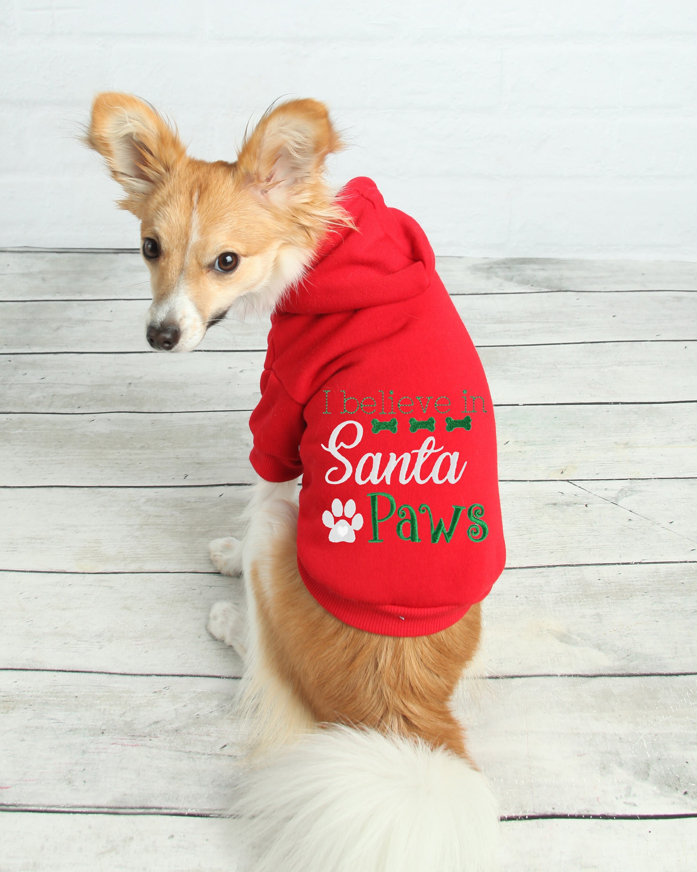 I Believe in Santa Paws Embroidered Dog Hoodie Custom Christmas Pet Hoodie Dog Sweatshirt Puppy Clothing Personalized Dog Clothes Holiday Etsy