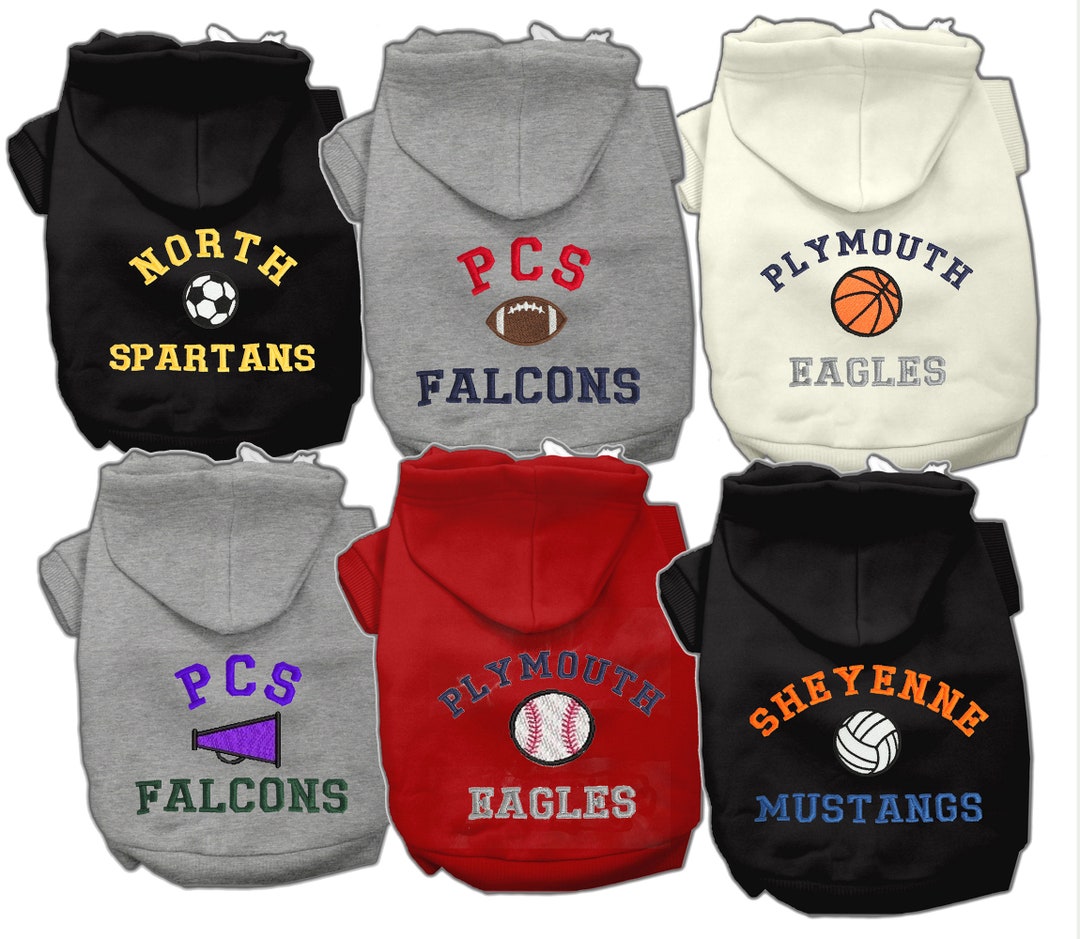 Dog Sports Fan Hoodie, Sports Team Embroidered Team Name Personalized