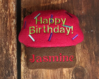 Personalized Birthday Dog Toy Cupcake Squeaker with Name