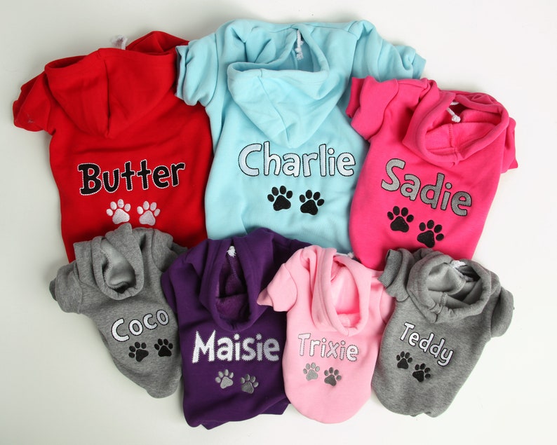 Personalized Dog Hoodie Name Pet Hoodie Personalized Dog Sweatshirt Puppy Clothing Personalized Dog Clothes Outdoor Dog Coat image 2