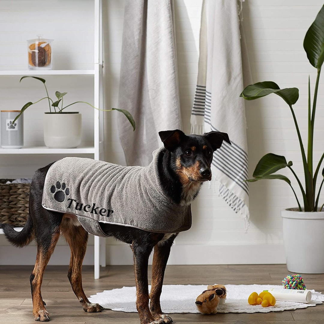 Personalized Dog Robe Embroidered Dog Robe Hooded Robe Towel for Dogs