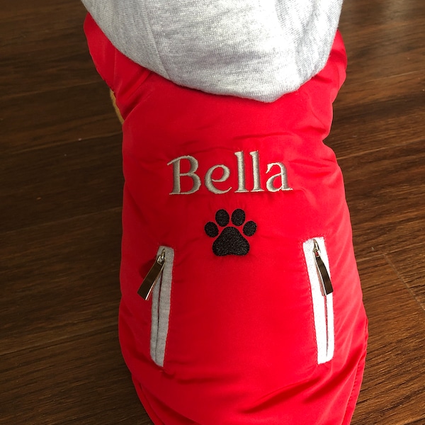 Personalized Dog Coat - Embroidered Name Pet Winter Coat - Personalized Dog Jacket - Puppy Clothing -Custom Pet Coat - Outdoor Dog Coat