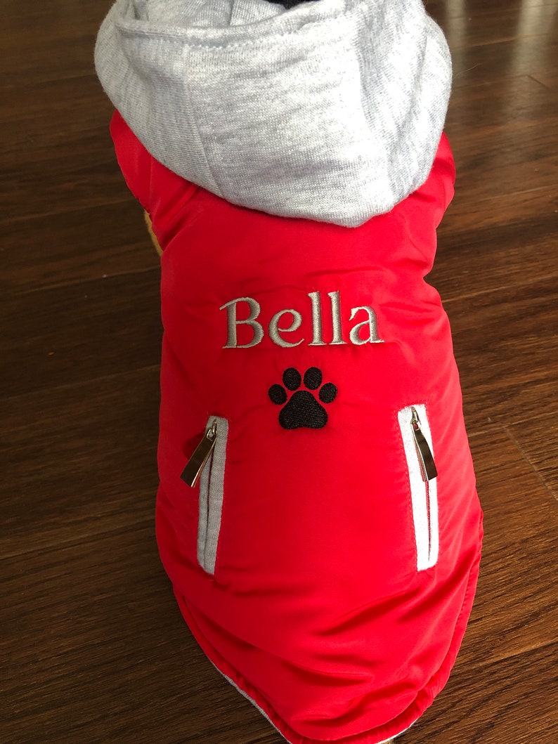 Personalized Dog Coat Embroidered Name Pet Winter Coat Etsy