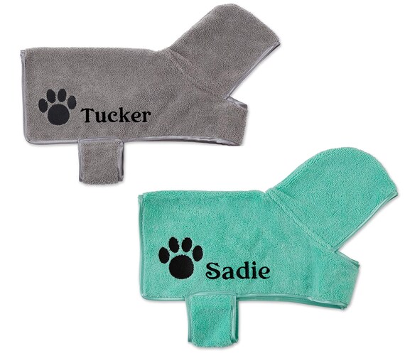 Personalized Dog Robe Embroidered Dog Robe Hooded Robe Etsy