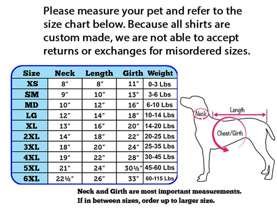 Dog Halloween Costume Size Chart