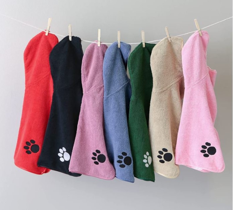 Personalized Dog Robe Embroidered Dog Robe Hooded Robe Towel for Dogs Microfiber Robe Dog Hooded Towel Custom Dog Robe Dog Gift image 5