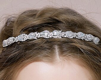 Bridal headband with crystal bridal hair deco hairpiece