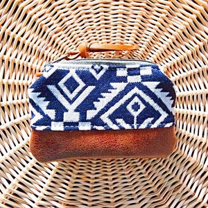 Aztec pouch, coin pouch, travel pouch, tribal pouch, black pouch, small pouch, zipper pouch, tropical pouch, boho bag, tribal bag, aztec bag