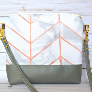 Vegan leather crossbody purse, marble crossbody bag, herringbone crossbody, crossbody bag, crossbody, grey crossbody,rose gold bag, marble