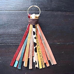 Large Genuine Leather tassels, cheetah tassel, animal print tassel, leopard tassel, hair on hide tassel, purse charm tassel, chunky tassel