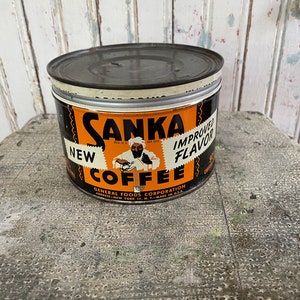 Vintage Metal Sanka Coffee Key Wind Can—SALE PRICE!